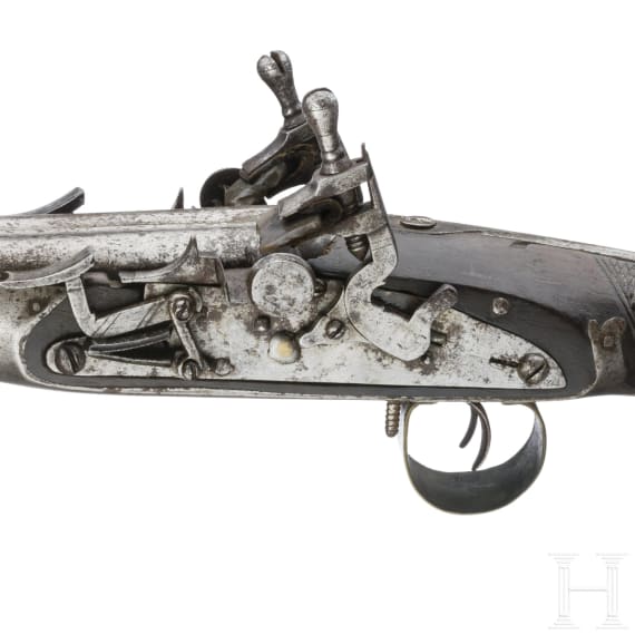 A Moroccan heavy double-barreled flintlock pistol, 19th century
