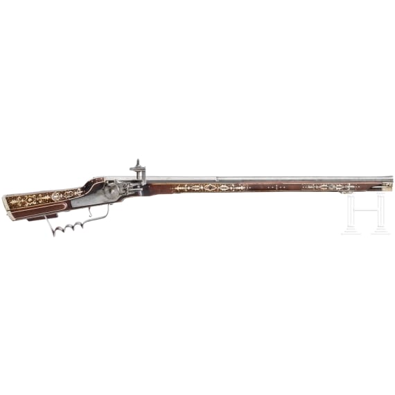 A German bone-inlaid lady's wheellock rifle, circa 1680