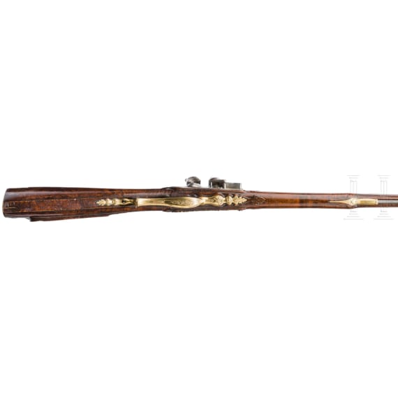 A long flintlock shotgun, Claude Niquet, Liège, circa 1740
