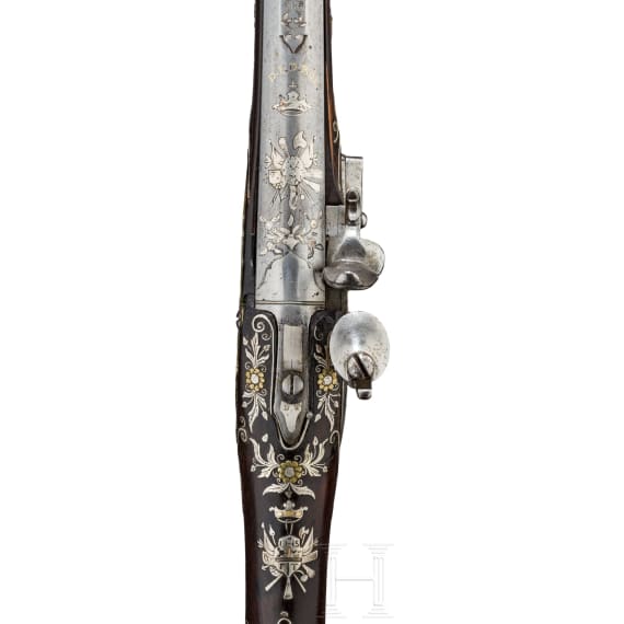 A silver-inlaid Italian flintlock shotgun, Giovan Battista Zugno, Brescia, circa 1760