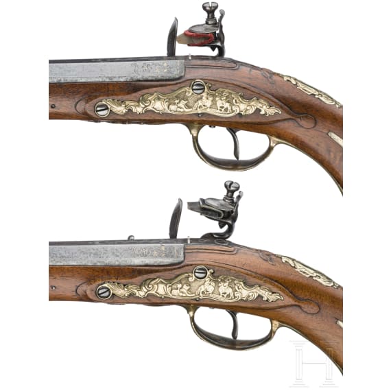A pair of flintlock pistols, Thaddäus Poltz, Karlovy Vary, circa 1780