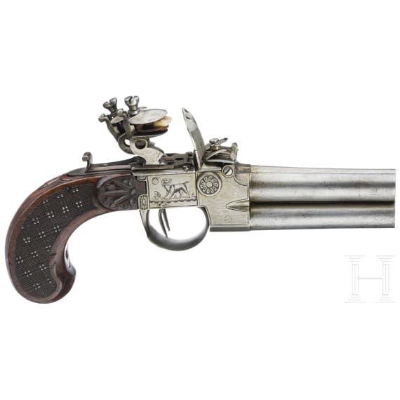 A four barreled flintlock pistol, probably Liége, circa 1800