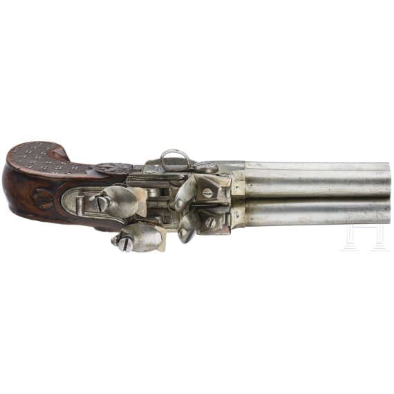 A four barreled flintlock pistol, probably Liége, circa 1800