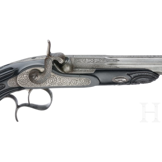 A deluxe cased pair of French percussion pistols, circa 1850