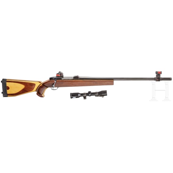 A Weatherby Mark V, with a Zeiss scope