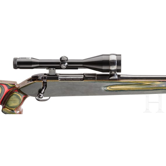 A Weatherby Mark V, with a Zeiss scope