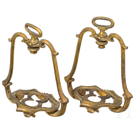 A pair of gilt French/Italian bronze stirrups, 2nd half of the 17th century