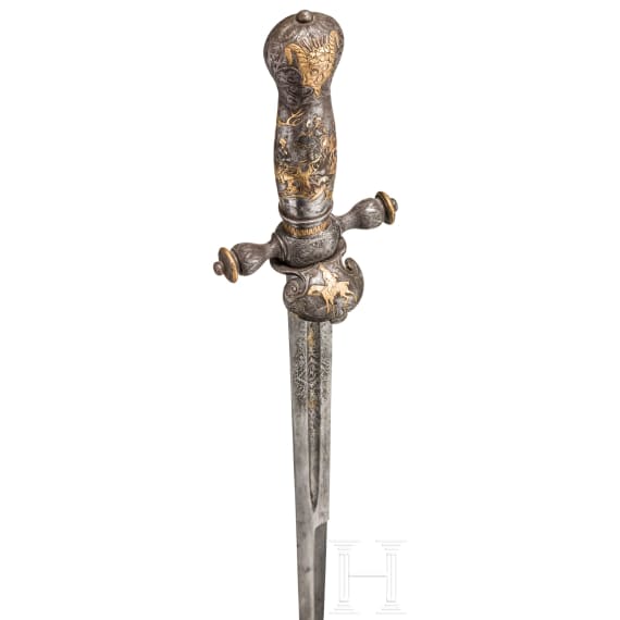 A deluxe hunting-hanger with Damascus blade, Wilhelm Clauberg, Solingen, circa 1850