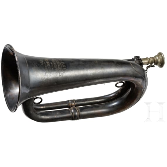 A silver signal trumpet with dedication, circa 1900