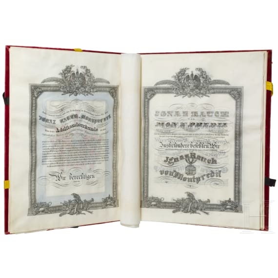 Emperor Ferdinand I. of Austria - a diploma of nobilty "von Montpredil", dated 16th Hornung (February) 1839