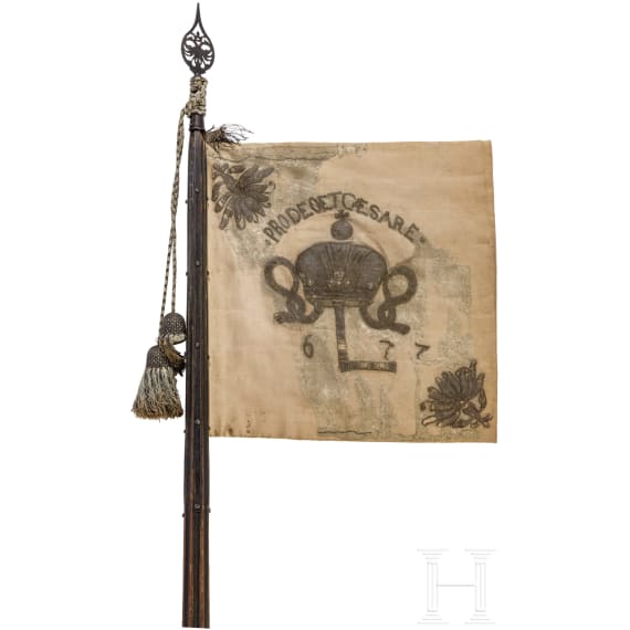 A cuirassier life standard with pole, pole top and tassels from the reign of Emperor Leopold I of Austria, 1658 &ndash; 1705