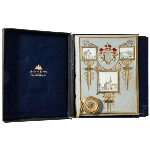 Prince Konrad zu Hohenlohe-Schillingsf&uuml;rst (1863 - 1918) - a splendid honorary citizenship document of the city of Suczawa, 1904