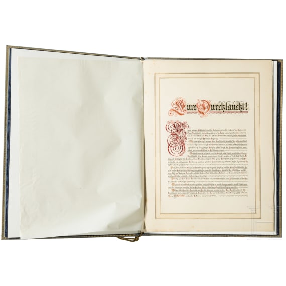 Prince Konrad zu Hohenlohe-Schillingsf&uuml;rst (1863 - 1918) - a splendid honorary citizenship document of the city of Suczawa, 1904