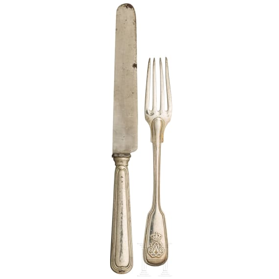 King Luis I of Portugal (1838 - 1889) - 20 pieces of cutlery from the royal silverware, circa 1860 - 1870