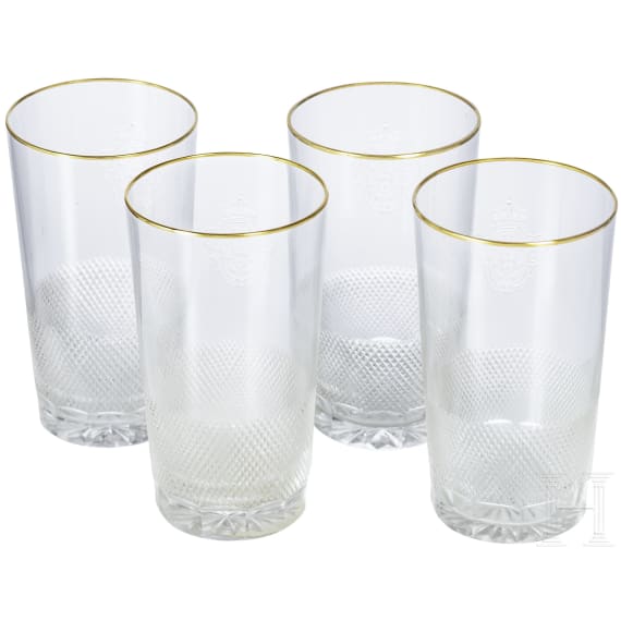 King Manuel II of Portugal - four small water glasses