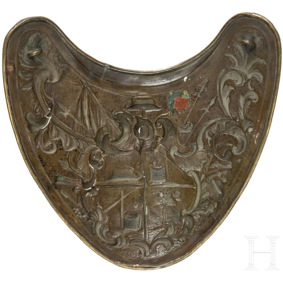 A French or Flemish gilded gorget, circa 1740