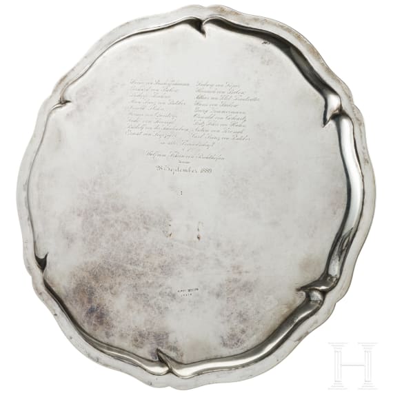 A silver gift plate of the Göttingen Student Corps "Saxonia"