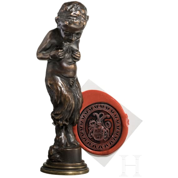 Wilhelm Ritter von Kaulbach (1805 - 1874) - his personal seal in the shape of an infantile satyr with frog