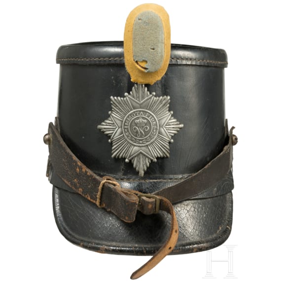 A shako for enlisted men of the 1st and 2nd Battalion of the 92nd Infantry Regiment, dated 1888