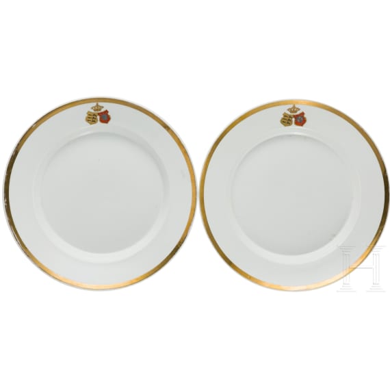 Duke Eugen Erdmann of W&uuml;rttemberg (1820 - 1875) - two diner plates, F&uuml;rstenberg, circa 1850