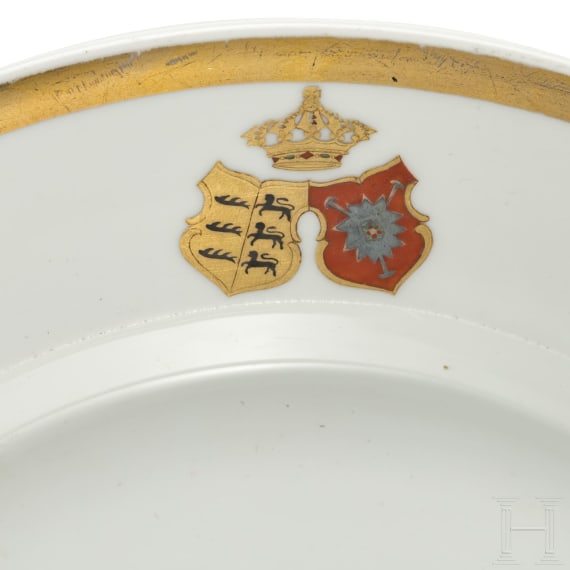 Duke Eugen Erdmann of W&uuml;rttemberg (1820 - 1875) - two diner plates, F&uuml;rstenberg, circa 1850