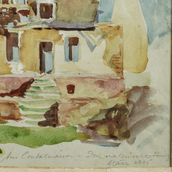 Georg Rudolph - Sammlung 31 Originalaquarelle und -zeichnungen aus dem 1. Weltkrieg sowie Ausweis