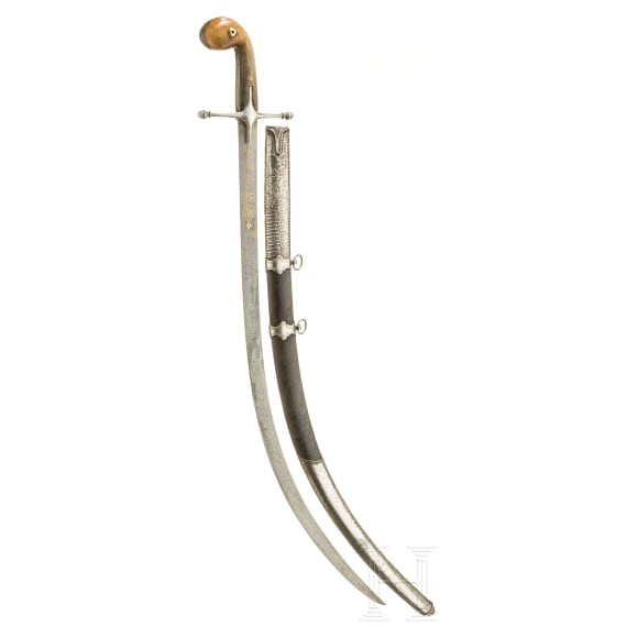 An Ottoman silver-mounted shamshir, from the reign of Sultan Abdulmejid I (1839 - 1861)