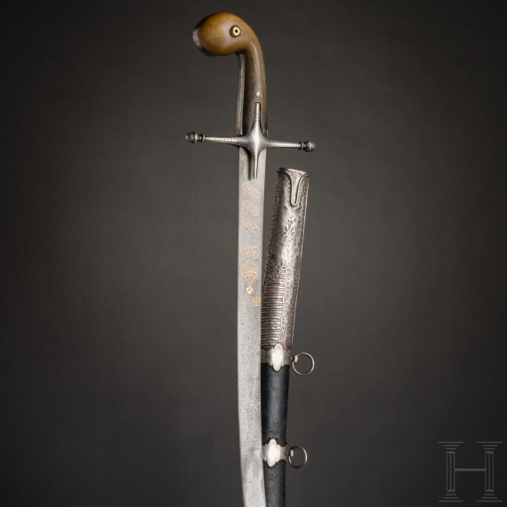 An Ottoman silver-mounted shamshir, from the reign of Sultan Abdulmejid I (1839 - 1861)