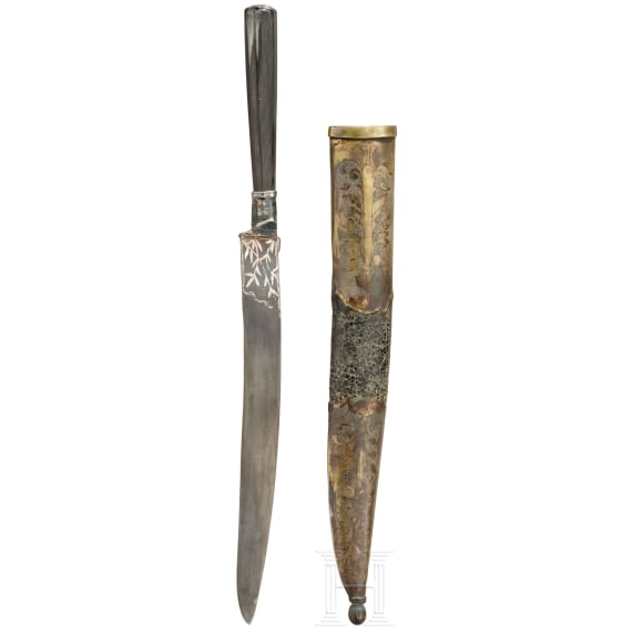 A silver-damascened knife, Sarajevo, dated 1866