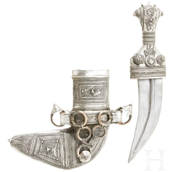A silver-mounted Saudi-Arabian djambia, 20th century