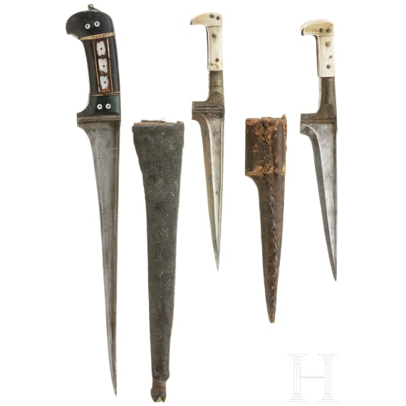 Three Afghan daggers, 19th century