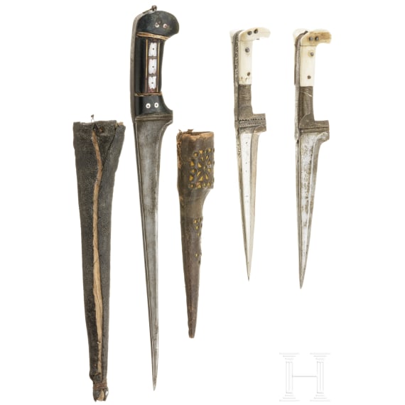 Three Afghan daggers, 19th century