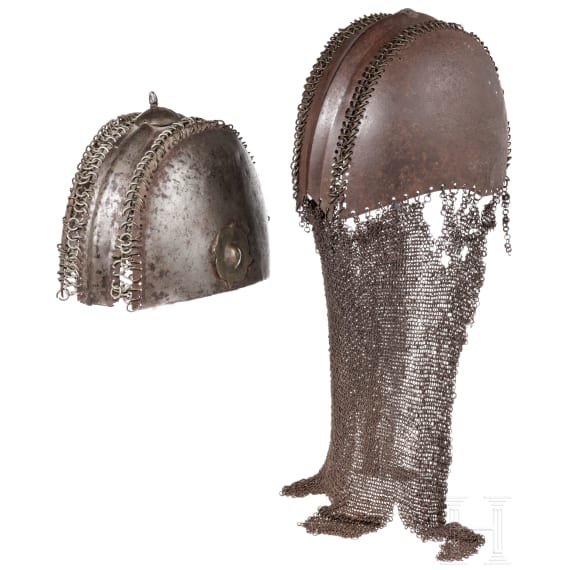 Two Indian helmets, 19th century