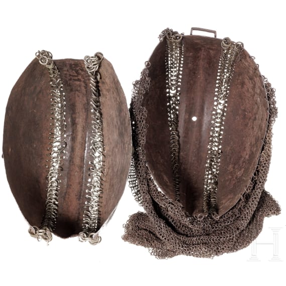 Two Indian helmets, 19th century