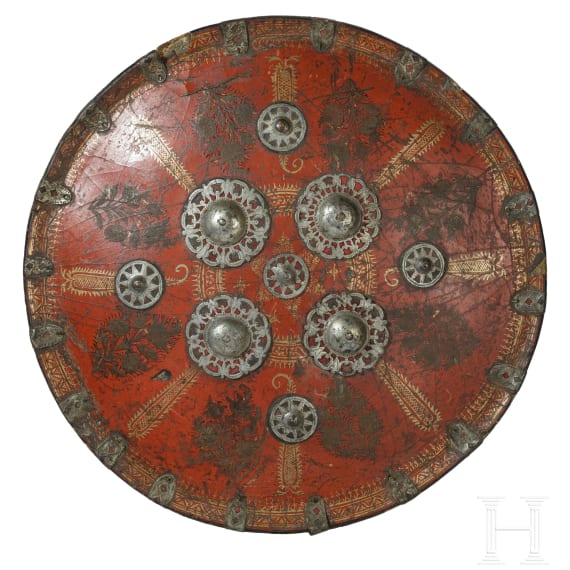 Three Indian leather shields, 19th century