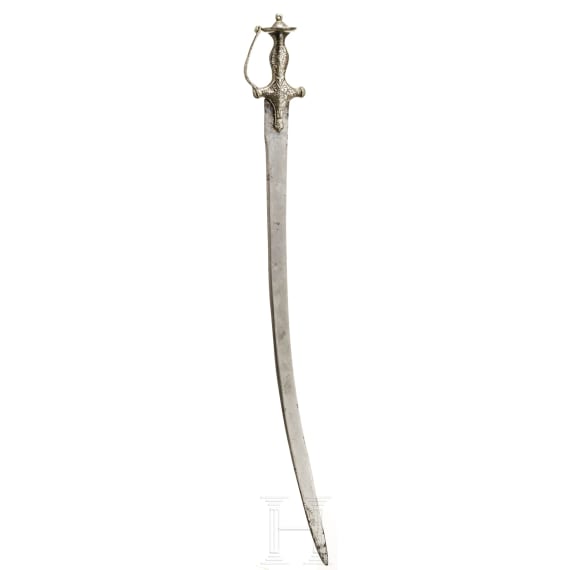 A silver-damascened Indian tulwar, circa 1800