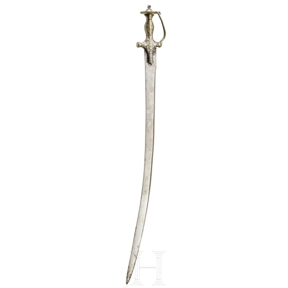 A silver-damascened Indian tulwar, circa 1800