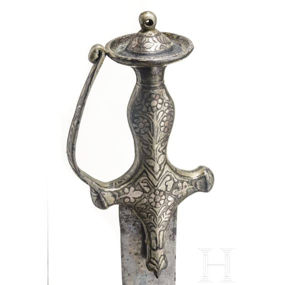 A silver-damascened Indian tulwar, circa 1800