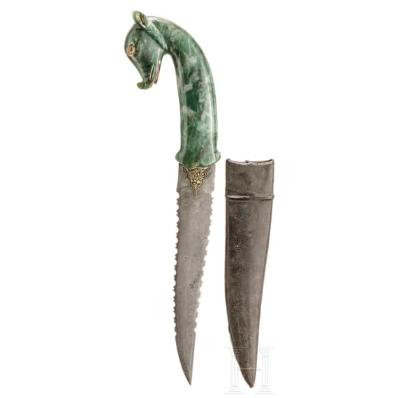 An Indian khanjar with jadeite boar head handle, 20th century