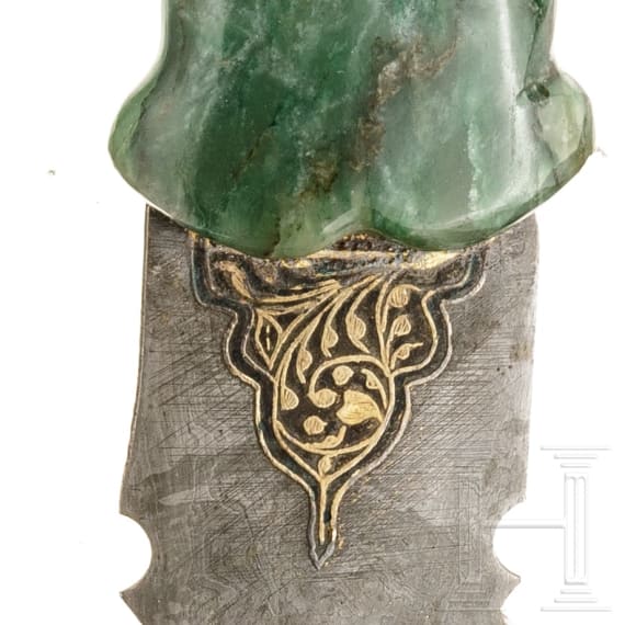 An Indian khanjar with jadeite boar head handle, 20th century