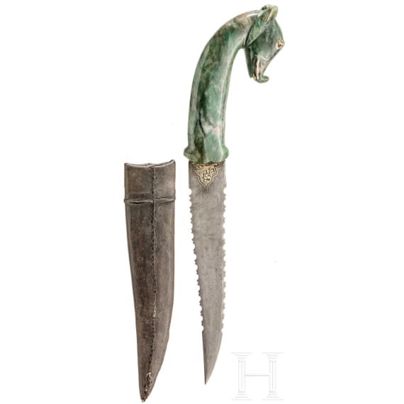 An Indian khanjar with jadeite boar head handle, 20th century