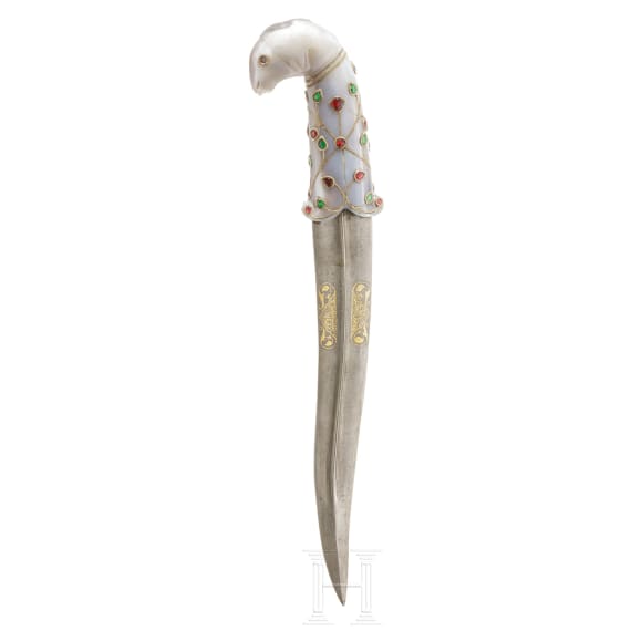 An Indian khanjar with jeweled jadeite handle, 20th century