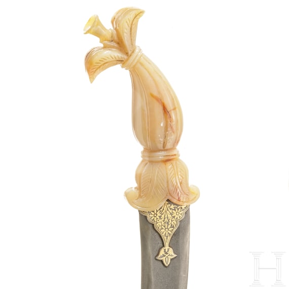 An Indian khanjar with cut jadeite handle, 20th century