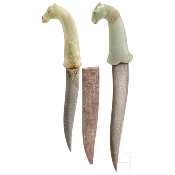 Two Indian khanjars with jadeite handles, 20th century