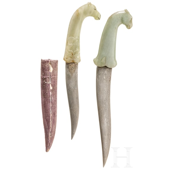Two Indian khanjars with jadeite handles, 20th century