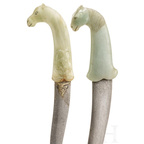 Two Indian khanjars with jadeite handles, 20th century