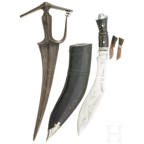 An Indian chilanum, 19th century, and a Nepalese kukuri, 20th century