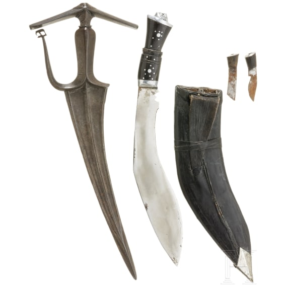 An Indian chilanum, 19th century, and a Nepalese kukuri, 20th century