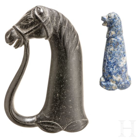 Two Indian cut stone handles, 20th century