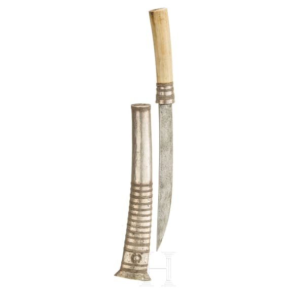 A Burmese small silver-mounted dha, circa 1900